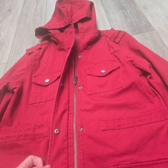 Market & Spruce red jacket Kathleen Cargo coat  size small - Picture 5 of 13